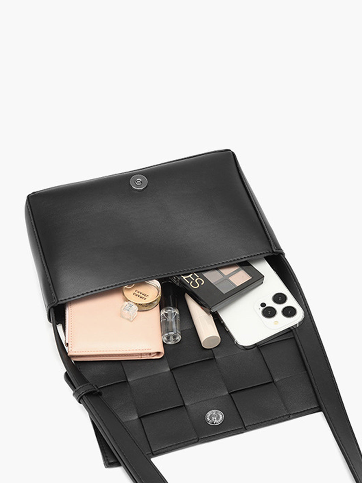 Tote en bandoulière tissé noir
