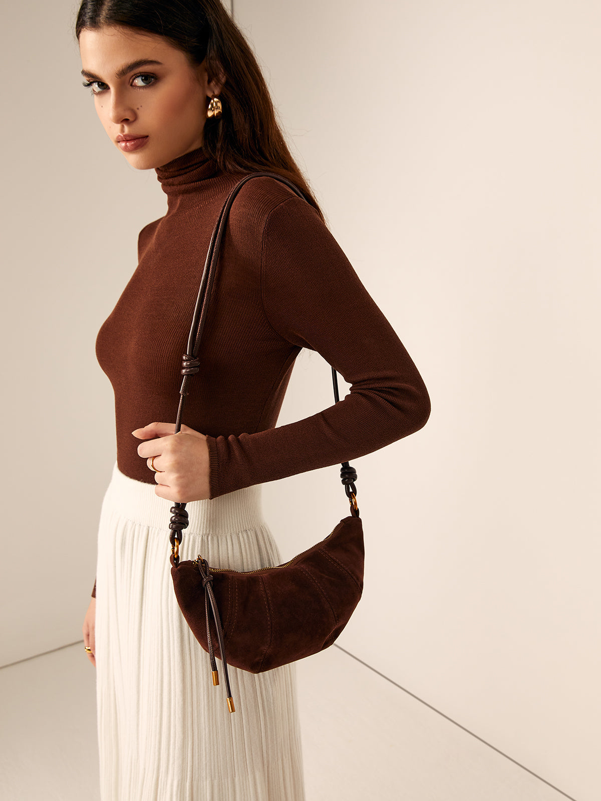 Mini Sac Bandoulière Croissant Épuré