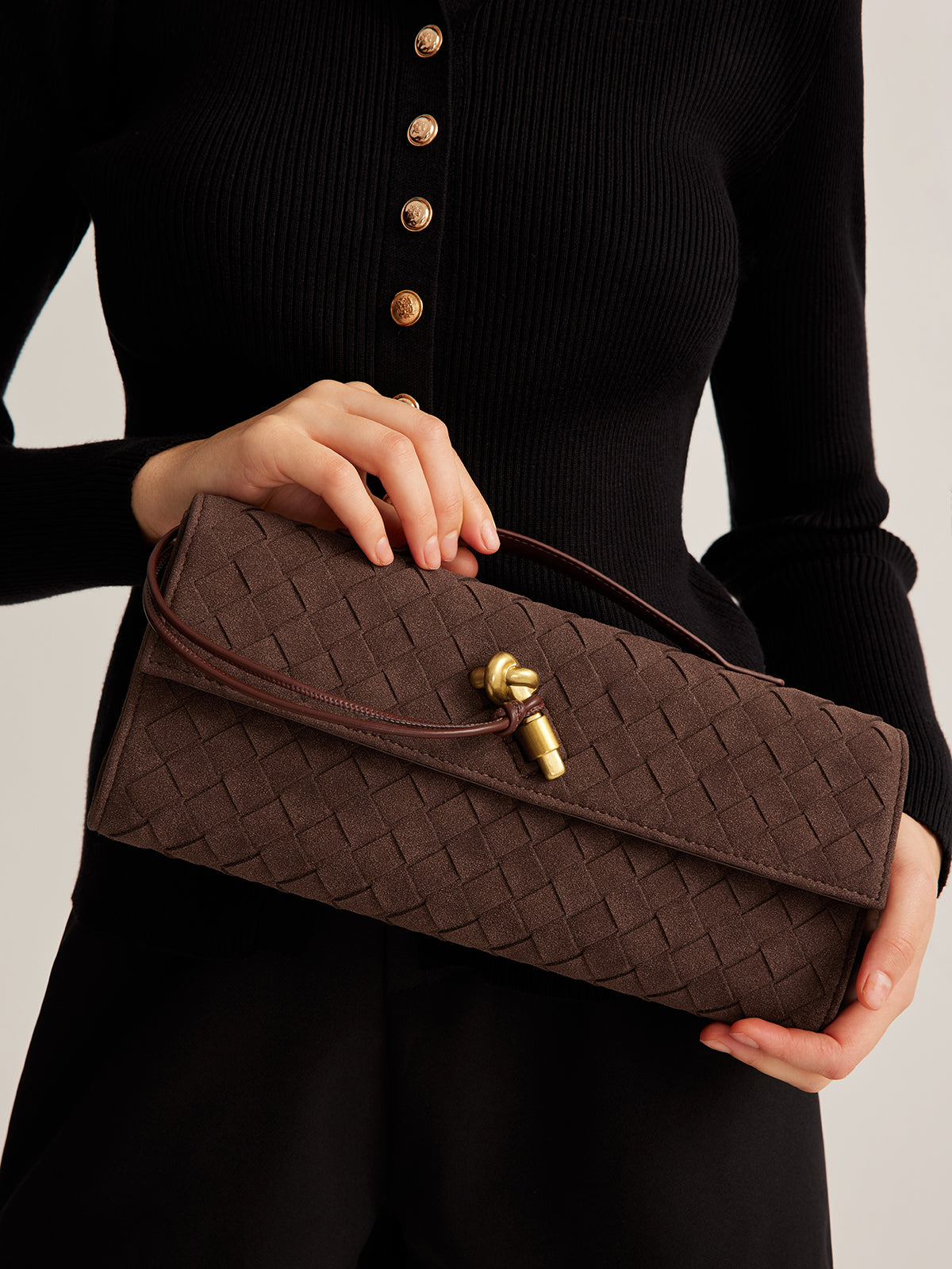 Suede Clutch with Flap