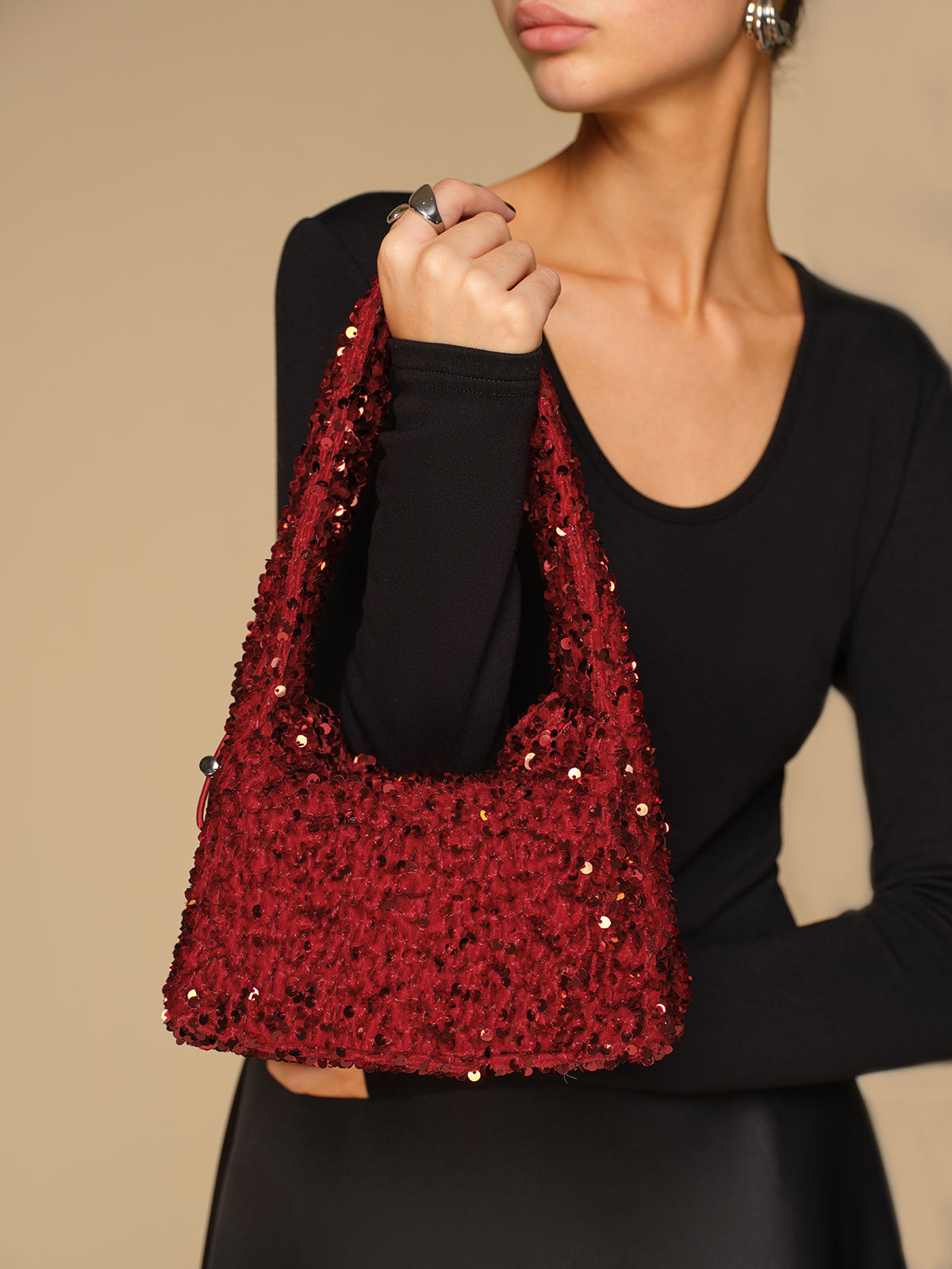 Sac à cordon en velours avec paillettes