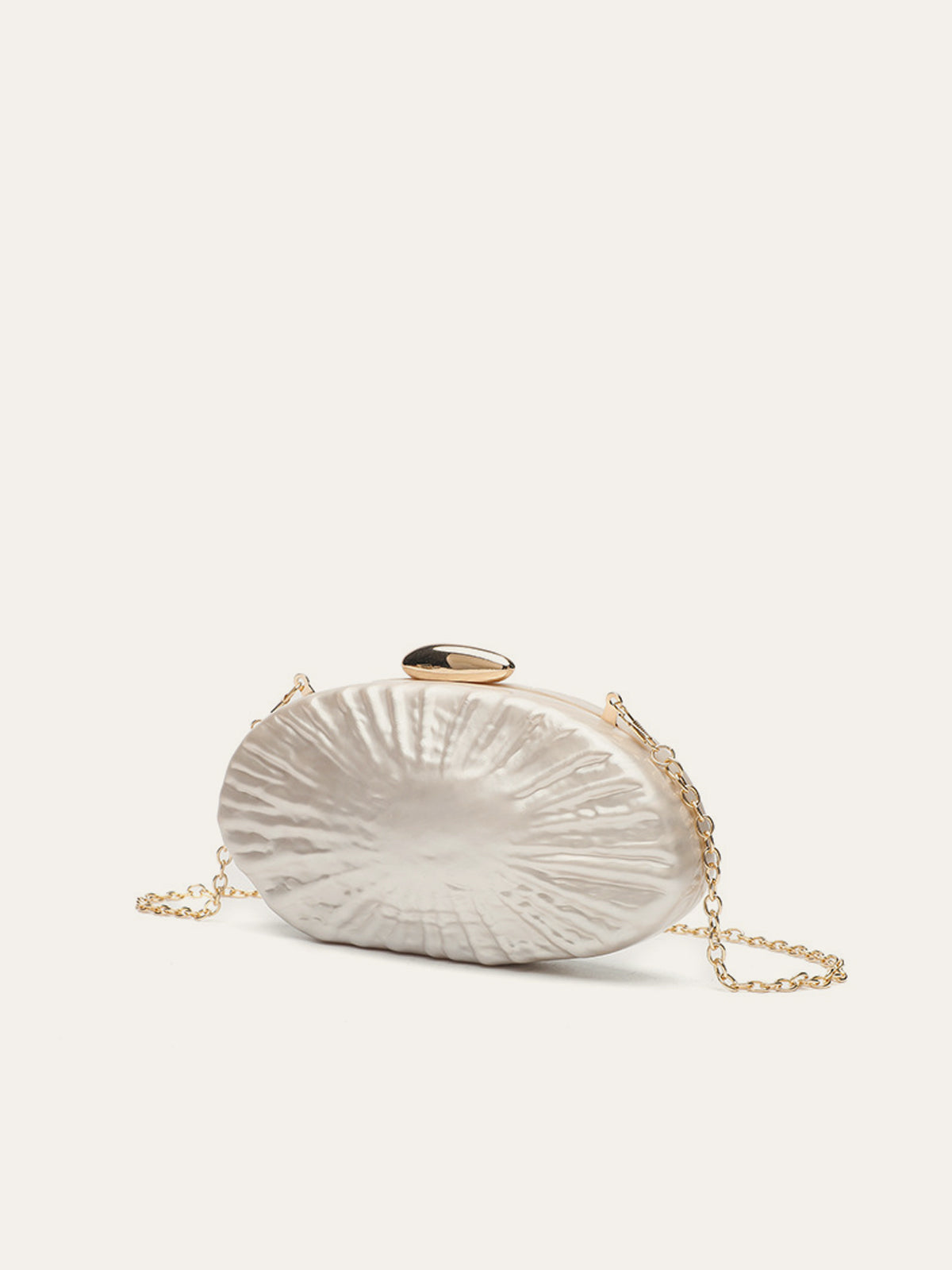 Perle Textured Clutch with Gold Chain