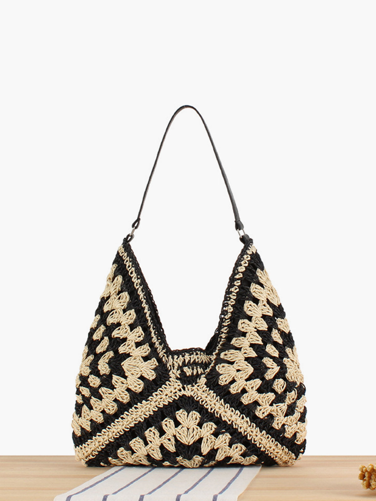 Sac à bandoulière vintage en macramé au crochet