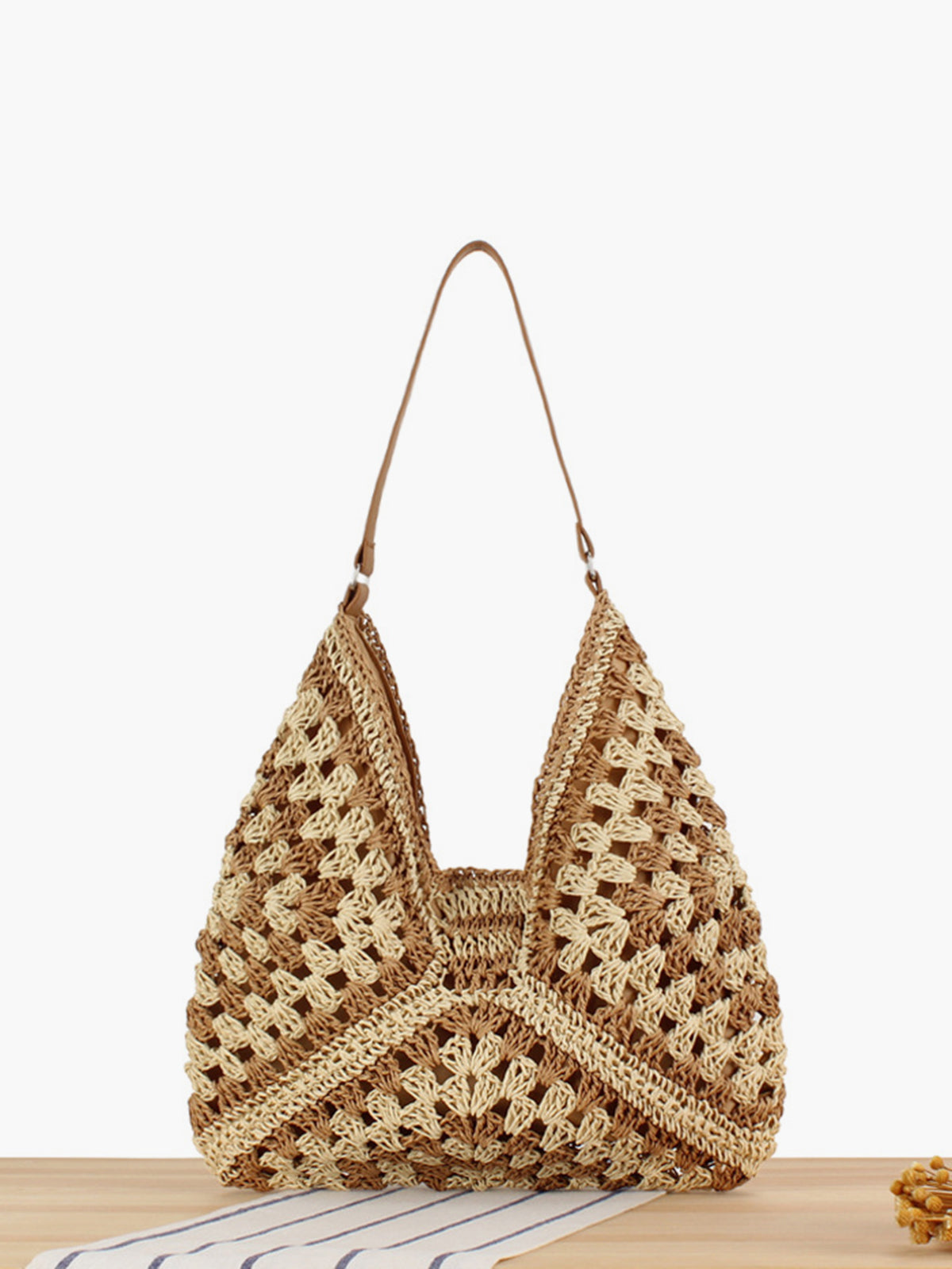 Sac à bandoulière vintage en macramé au crochet