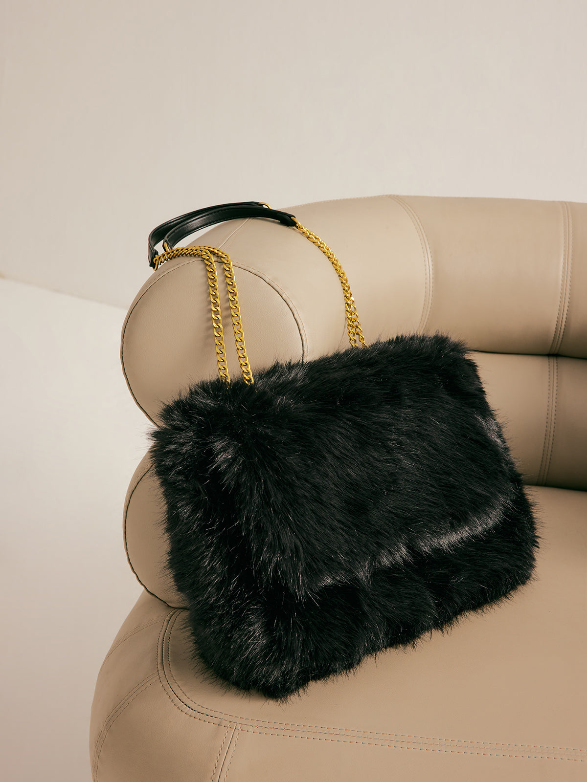 Grand sac à rabat en peluche à grande capacité
