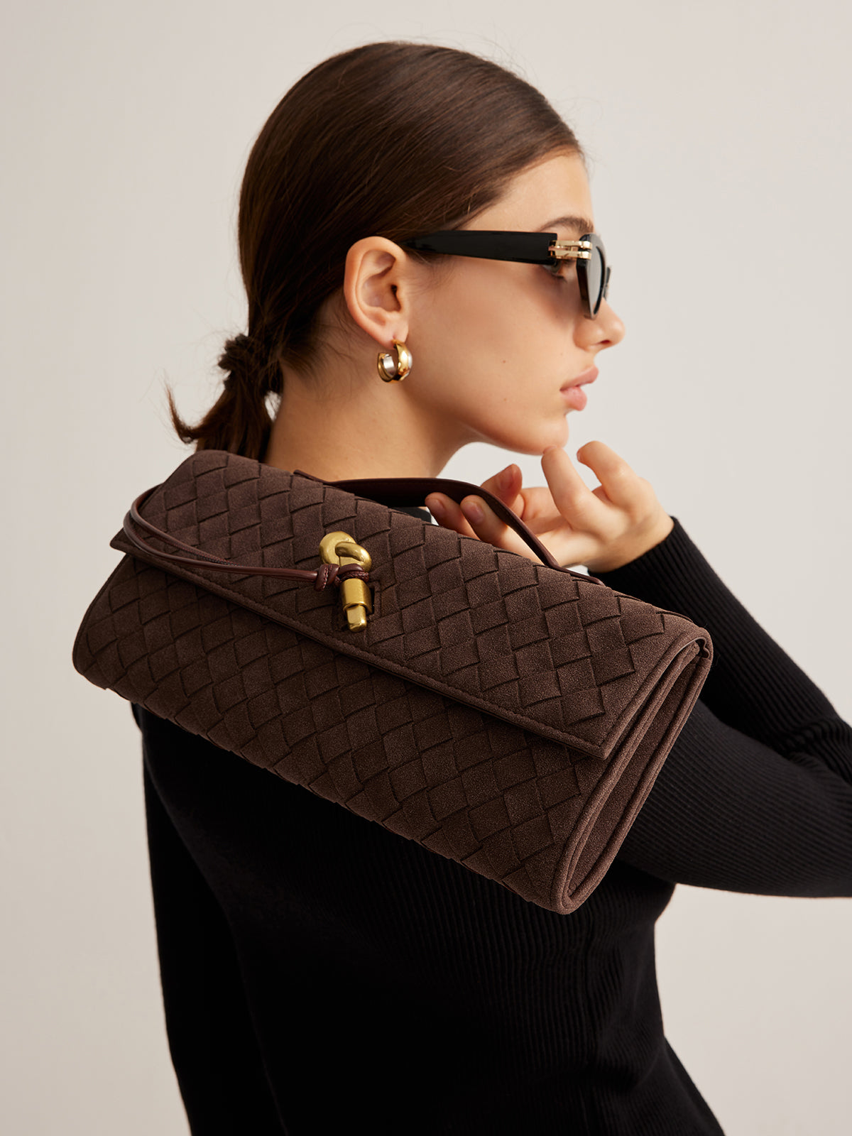 Suede Clutch with Flap