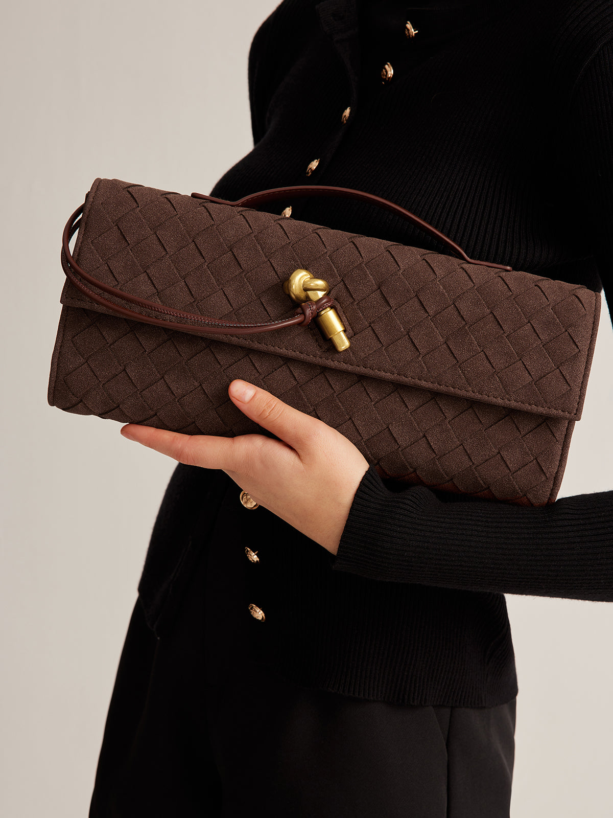 Suede Clutch with Flap