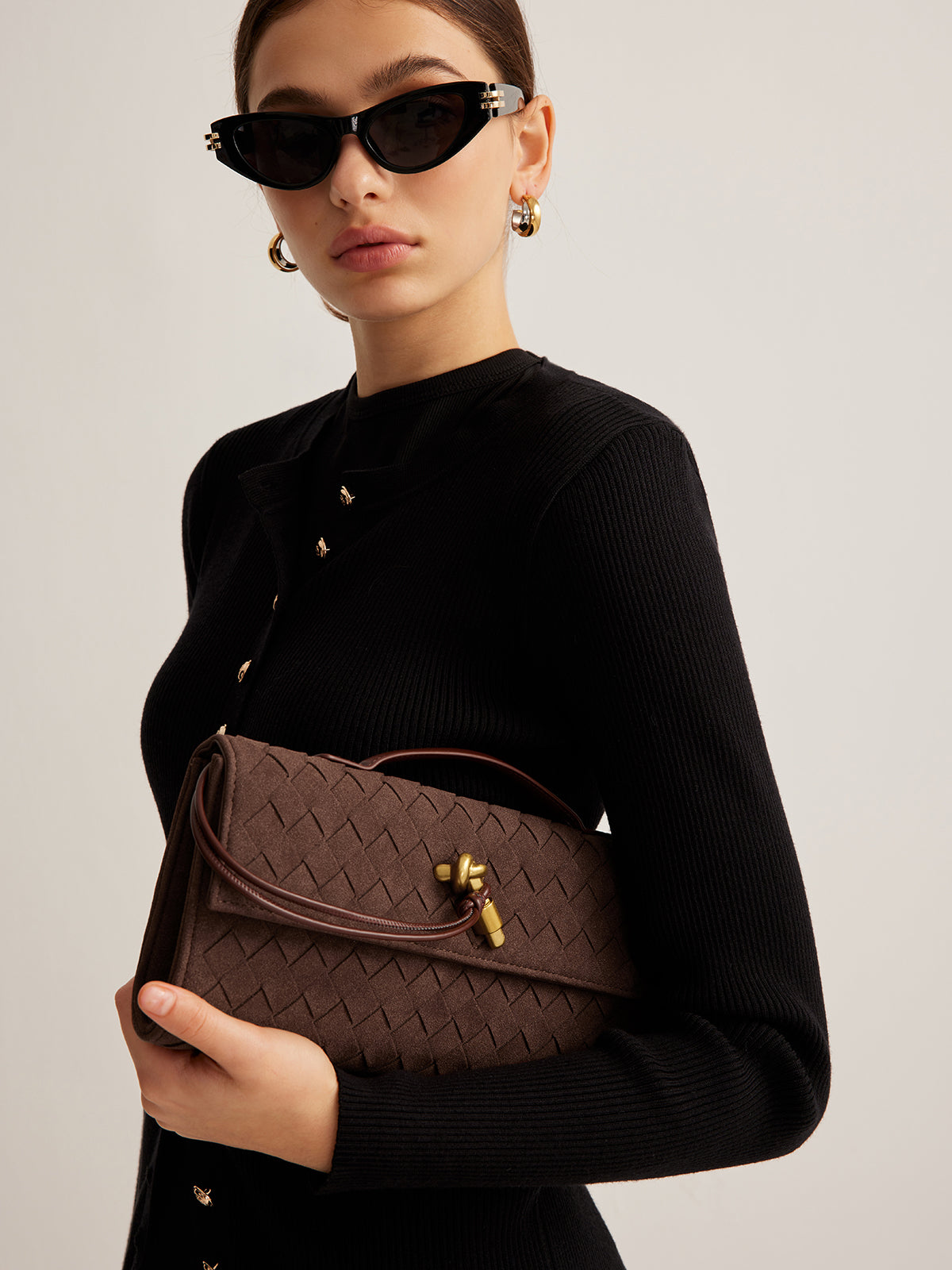 Suede Clutch with Flap