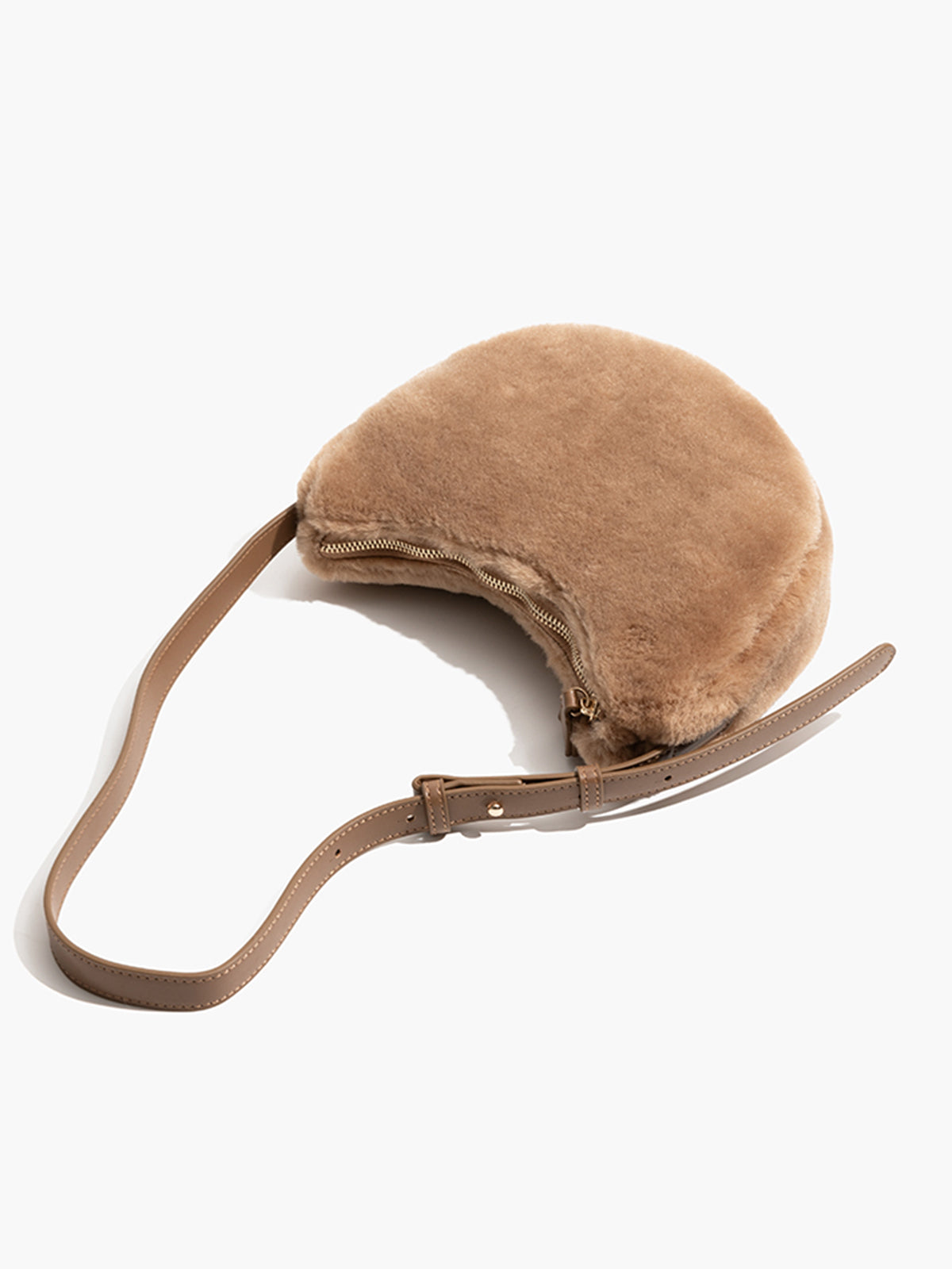 Sac à aisselle en peluche avec bandoulière réglable