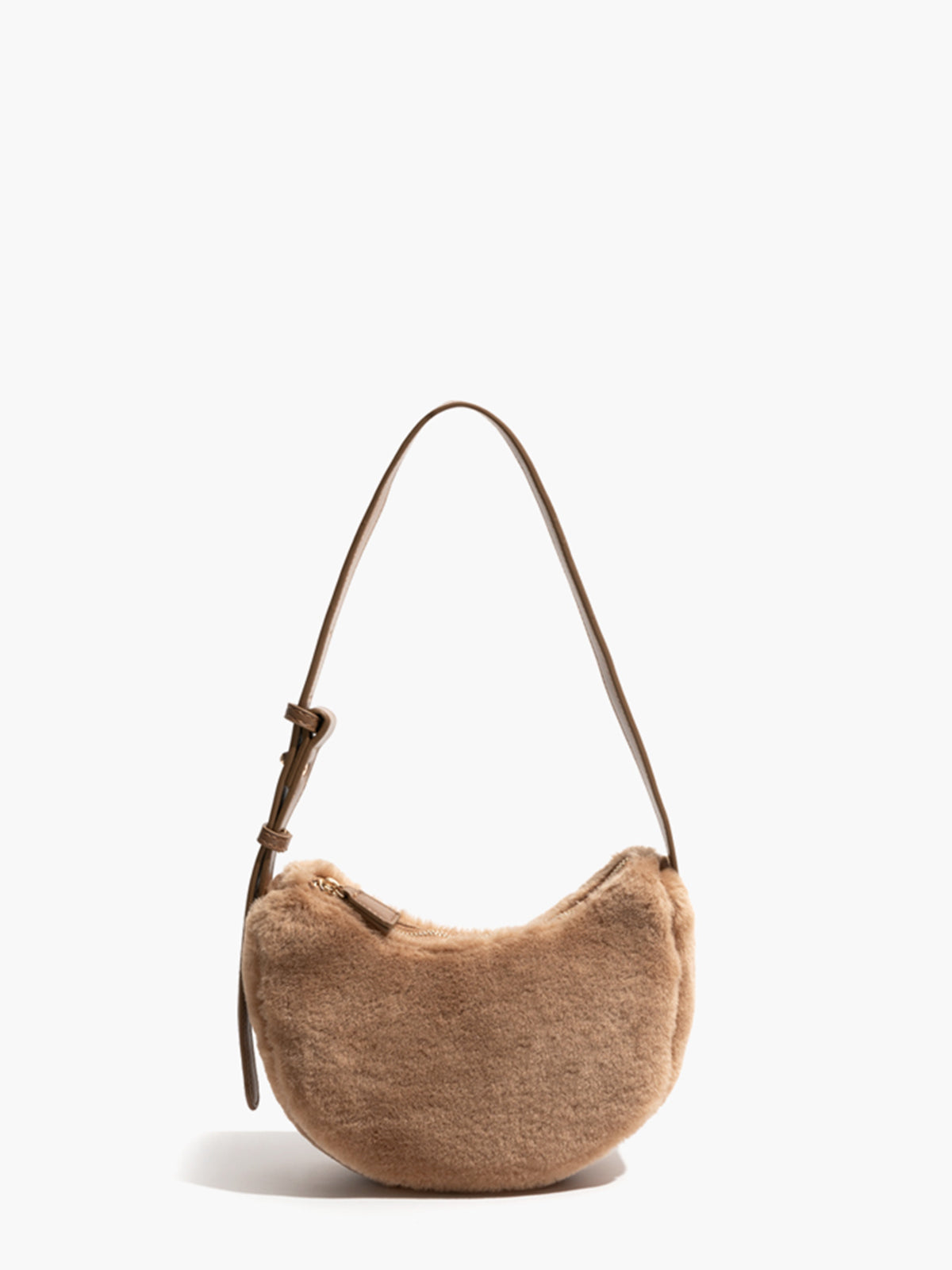 Sac à aisselle en peluche avec bandoulière réglable