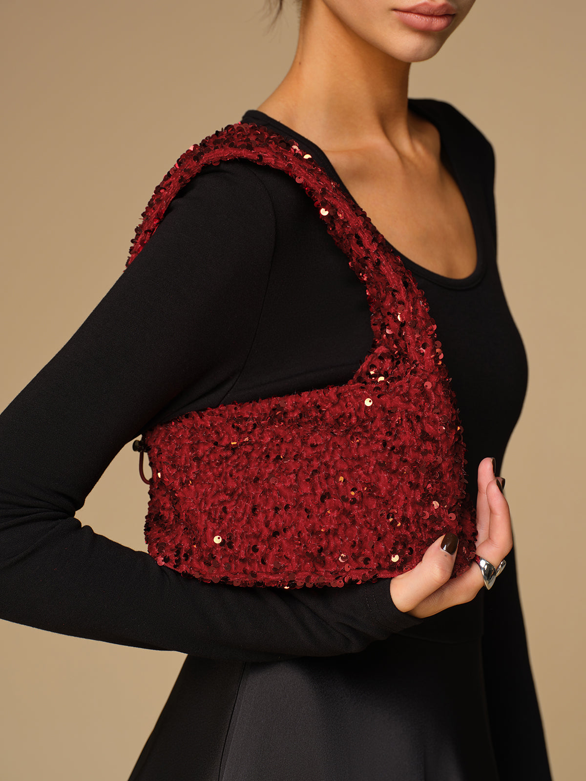 Sac à cordon en velours avec paillettes