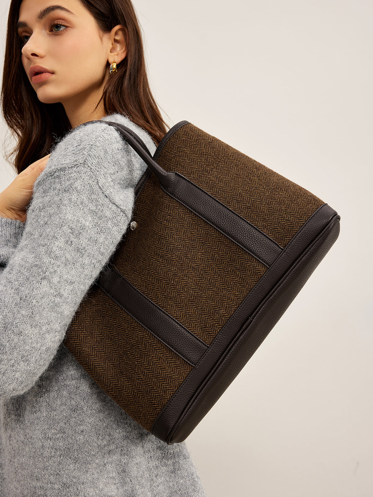 Sac fourre-tout Chevron avec fermeture à bouton
