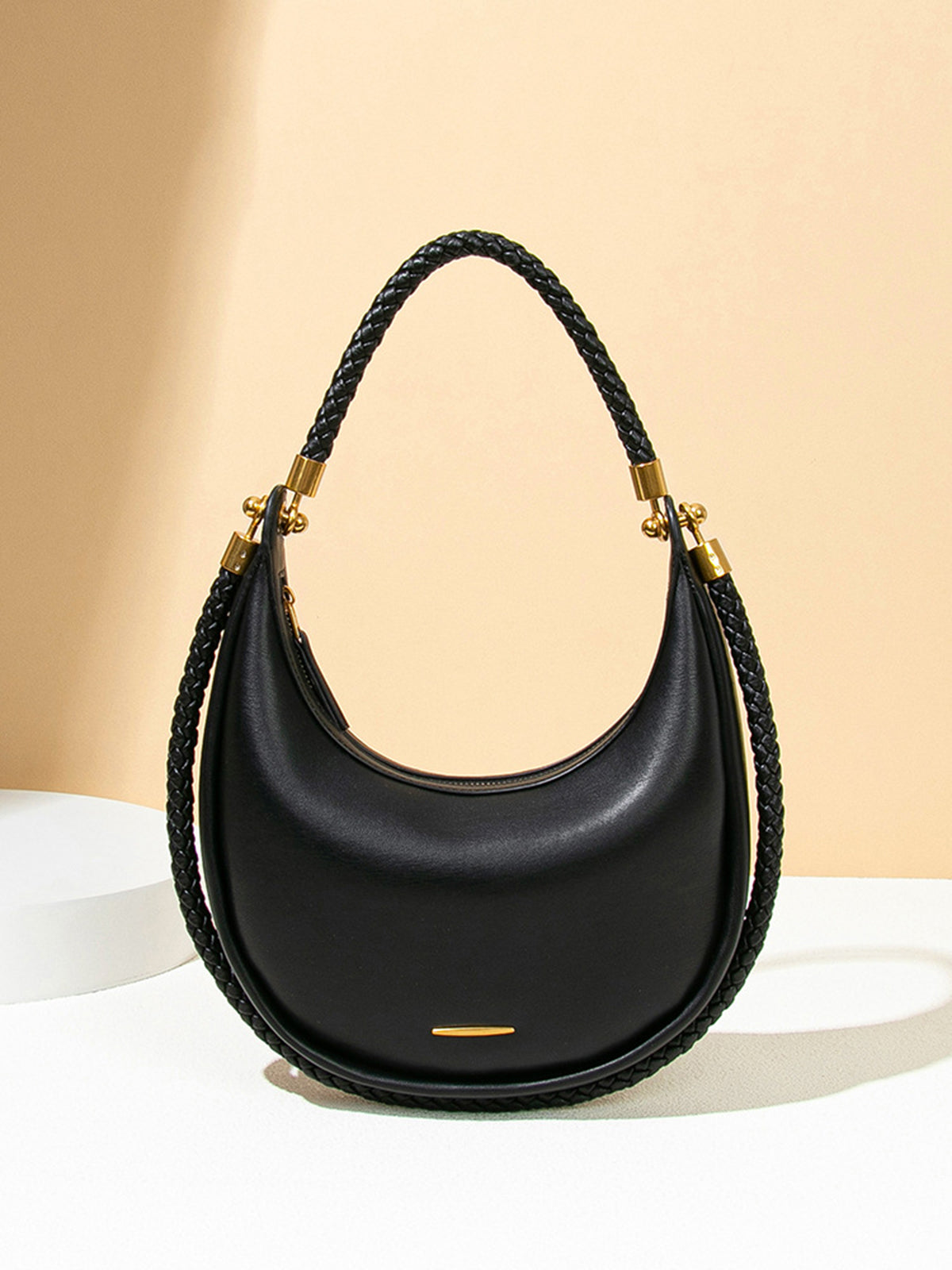 Tote Sac Croissant avec Poignée Tissée