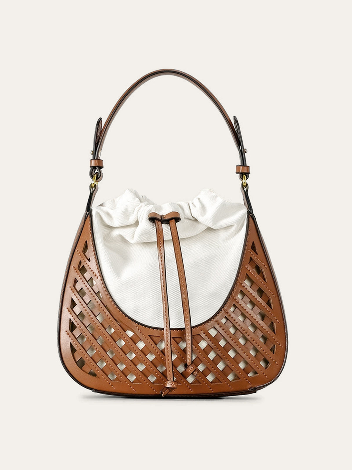 Sac en cuir tissé avec cordon de fermeture