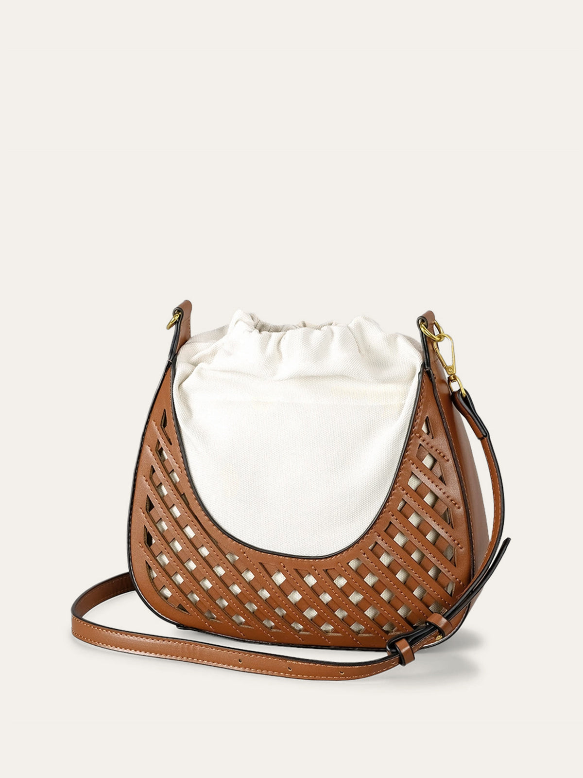 Sac en cuir tissé avec cordon de fermeture