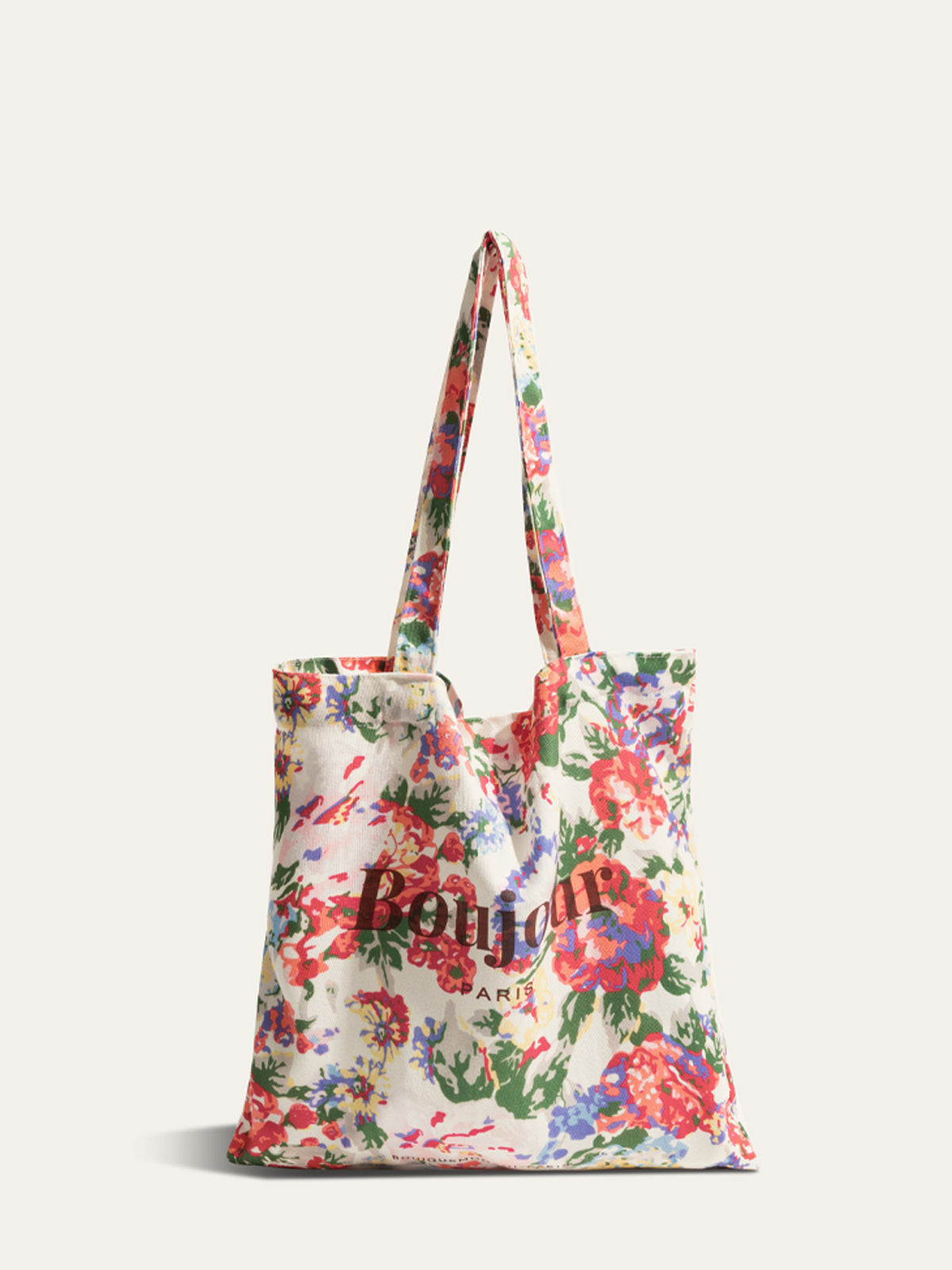 Tote en coton avec motif floral tropical