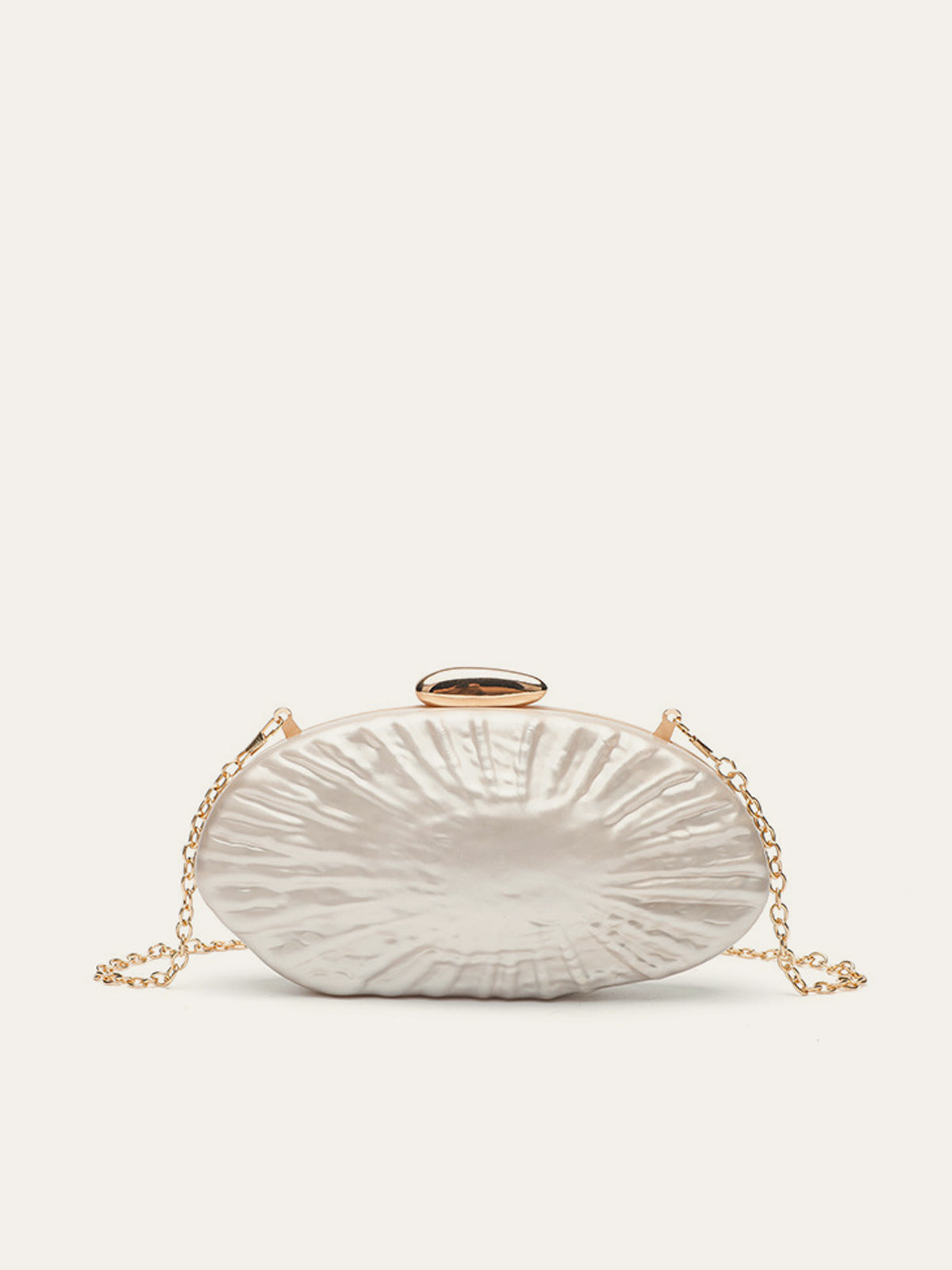 Perle Textured Clutch with Gold Chain