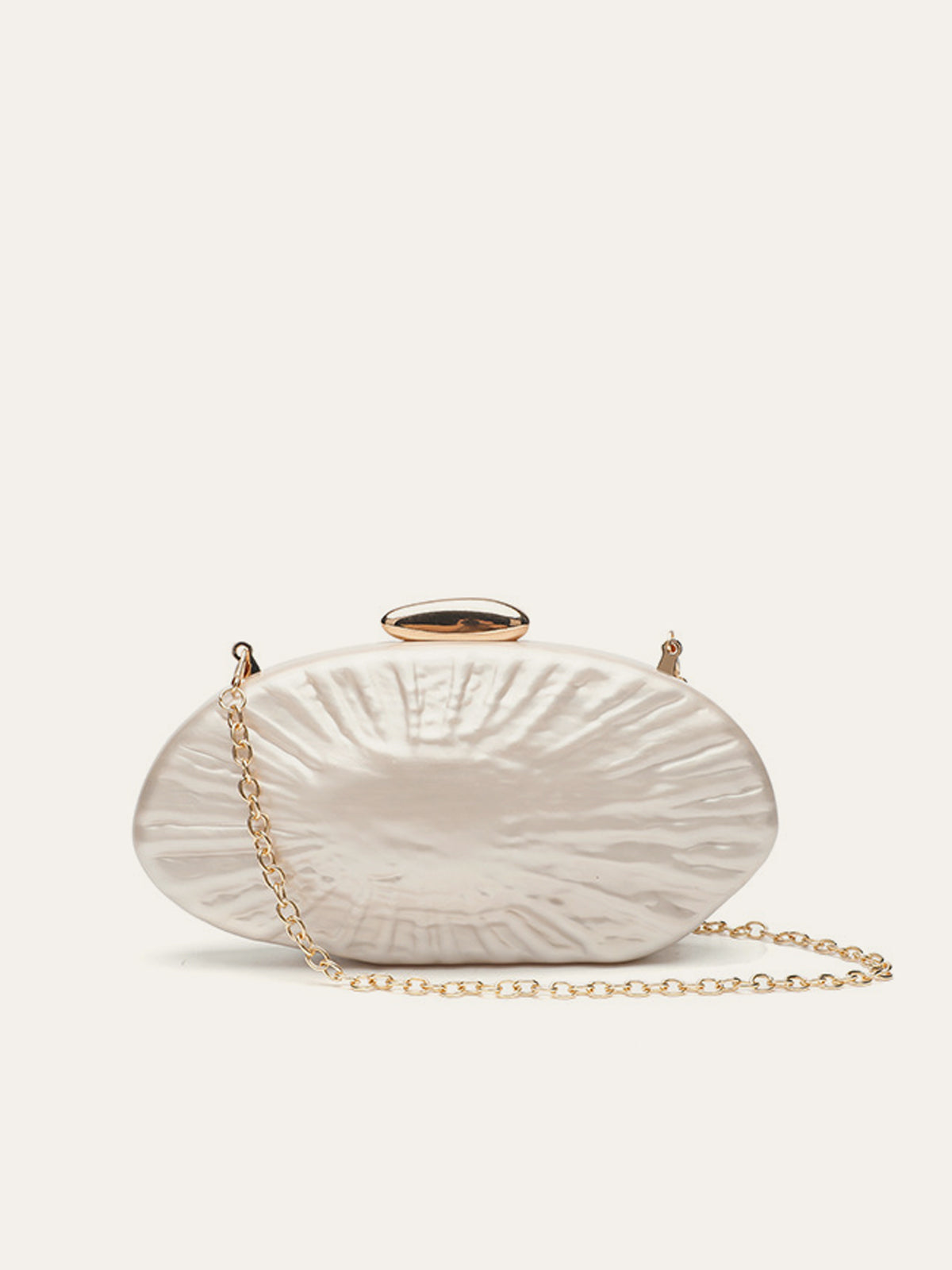 Perle Textured Clutch with Gold Chain