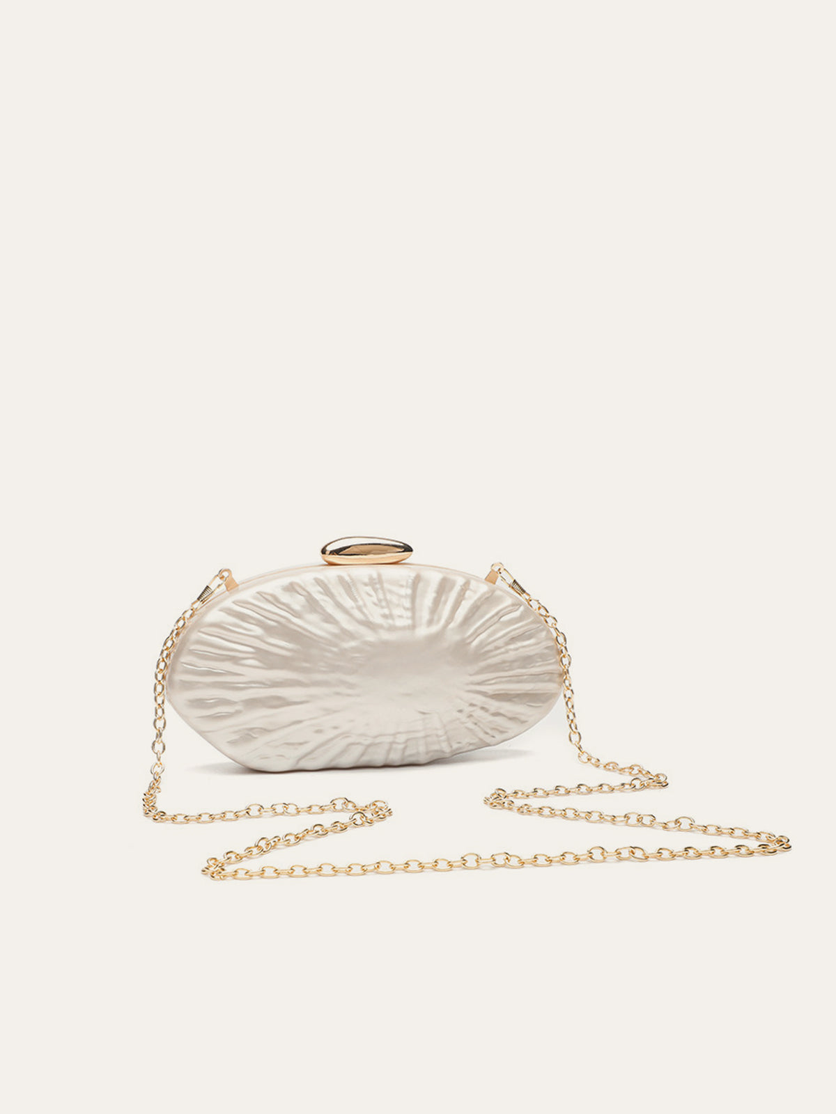 Perle Textured Clutch with Gold Chain