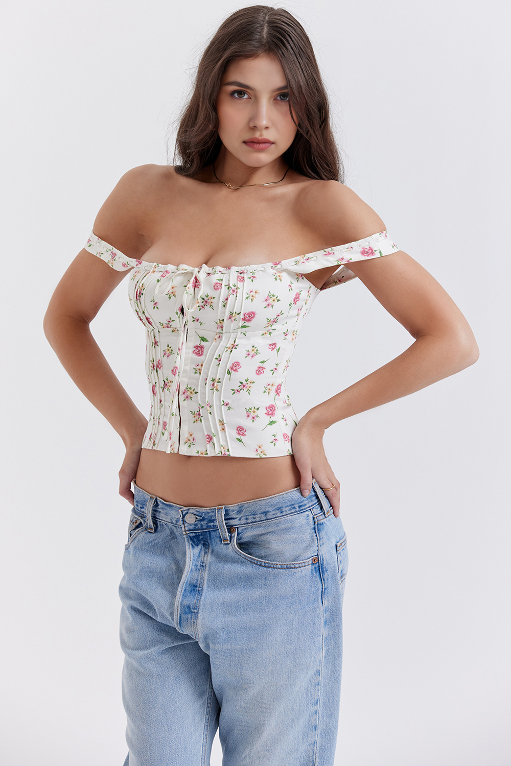 Corset fleuri Mariah - Rose